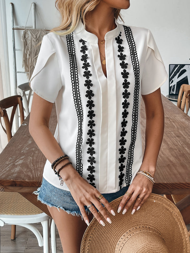 White Dual Toned Greometric Striped Top