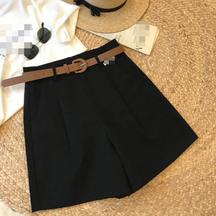 Black Front Pleat Formal Shorts