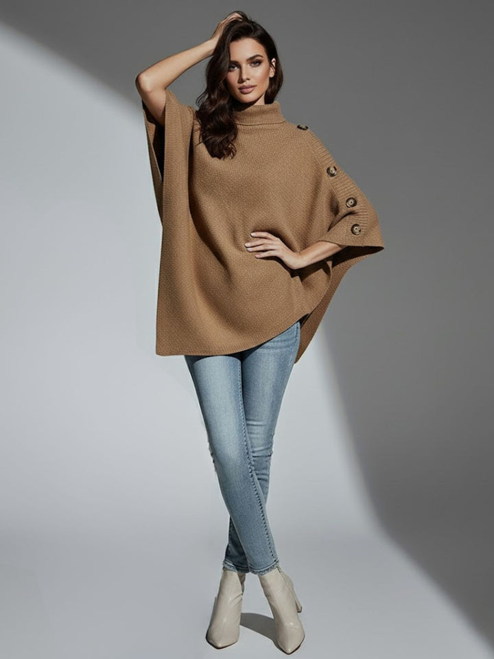 Brown Turtle Neck Cape Style Sweater