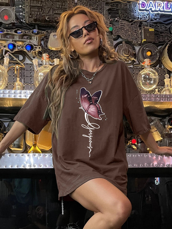 Brown Oversized Graphic T-Shirt