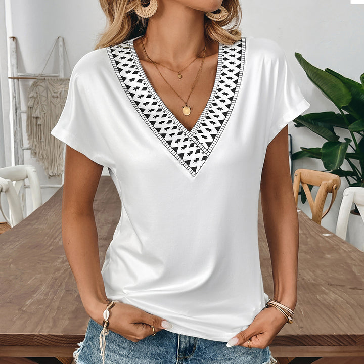 White Solid Top With Lace Inserts