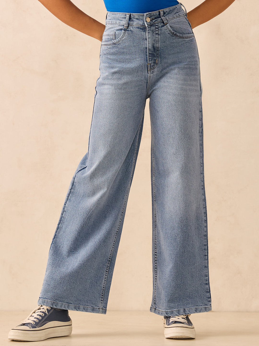 Light Blue Flared High-Rise Jeans