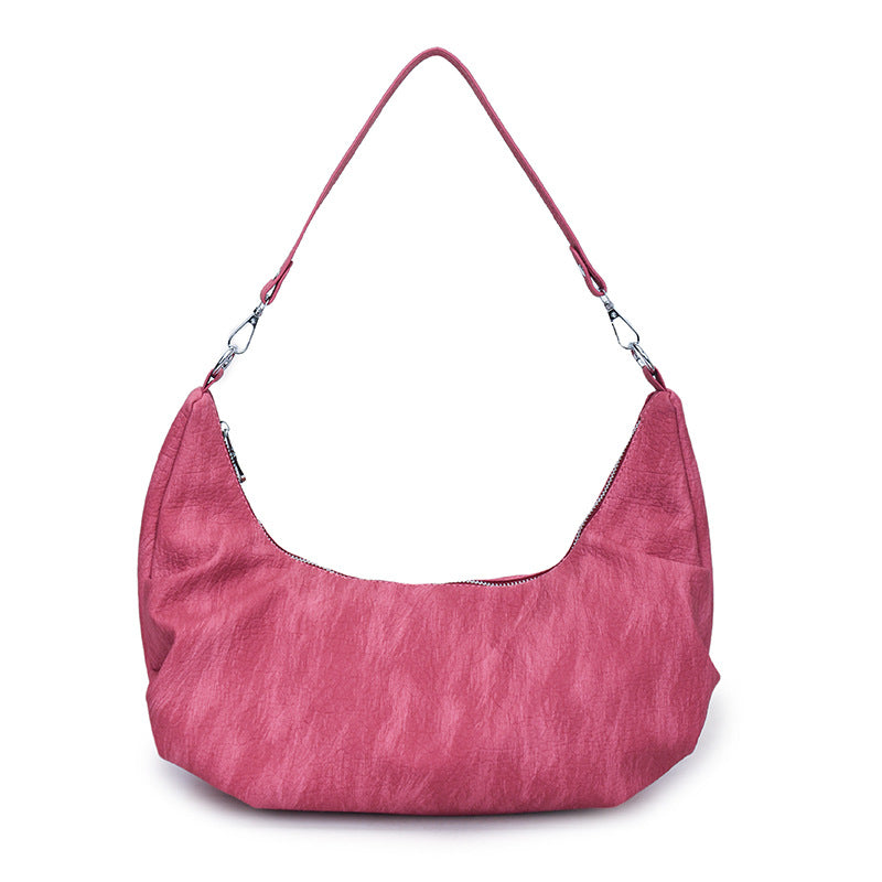 Pink Patterned Crescent Shoulder Bag