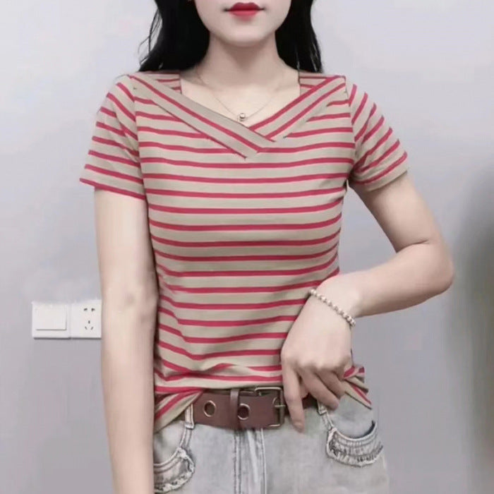 Red Wrap Neck Top