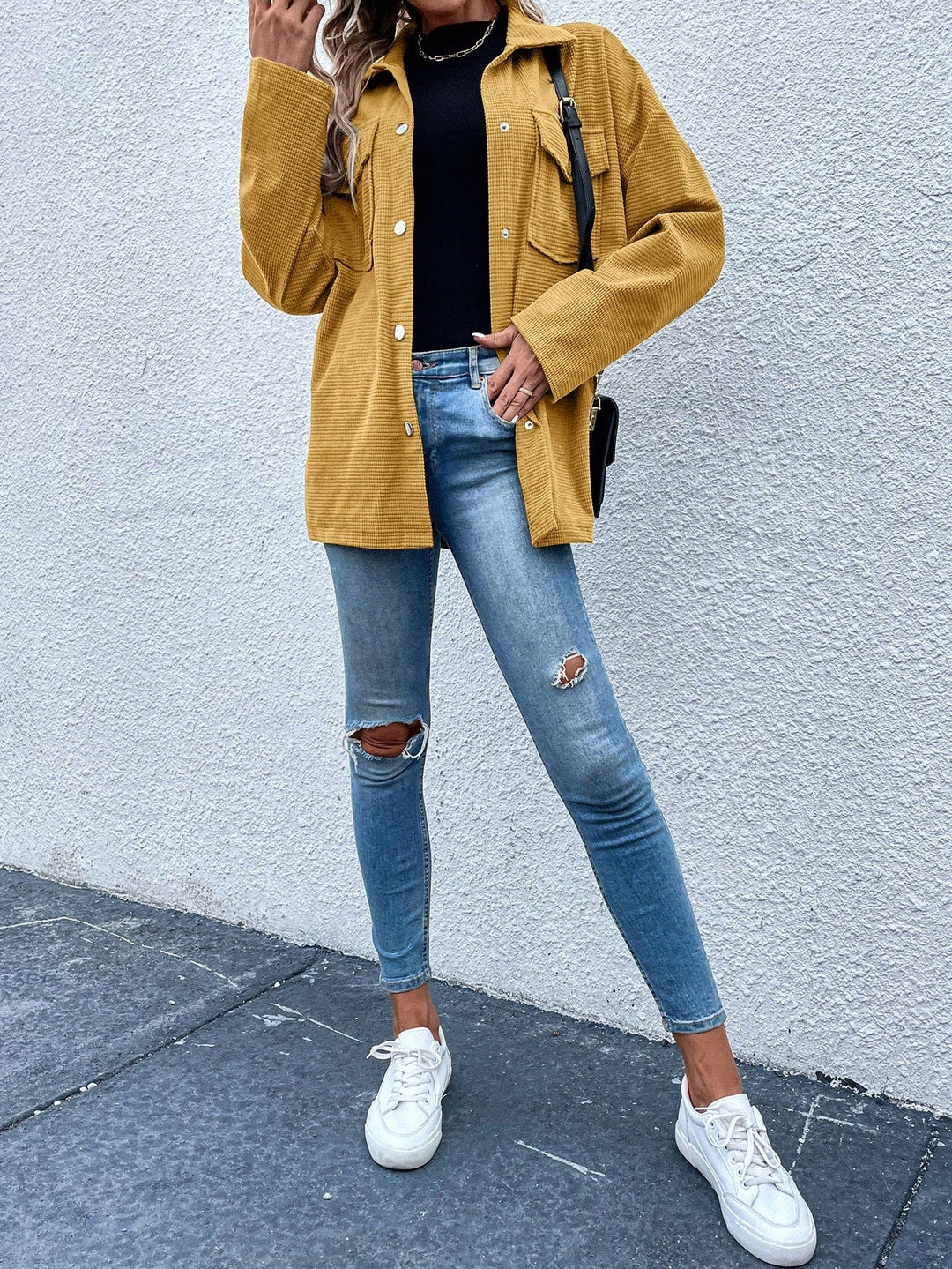 Yellow Corduroy Long Shirt