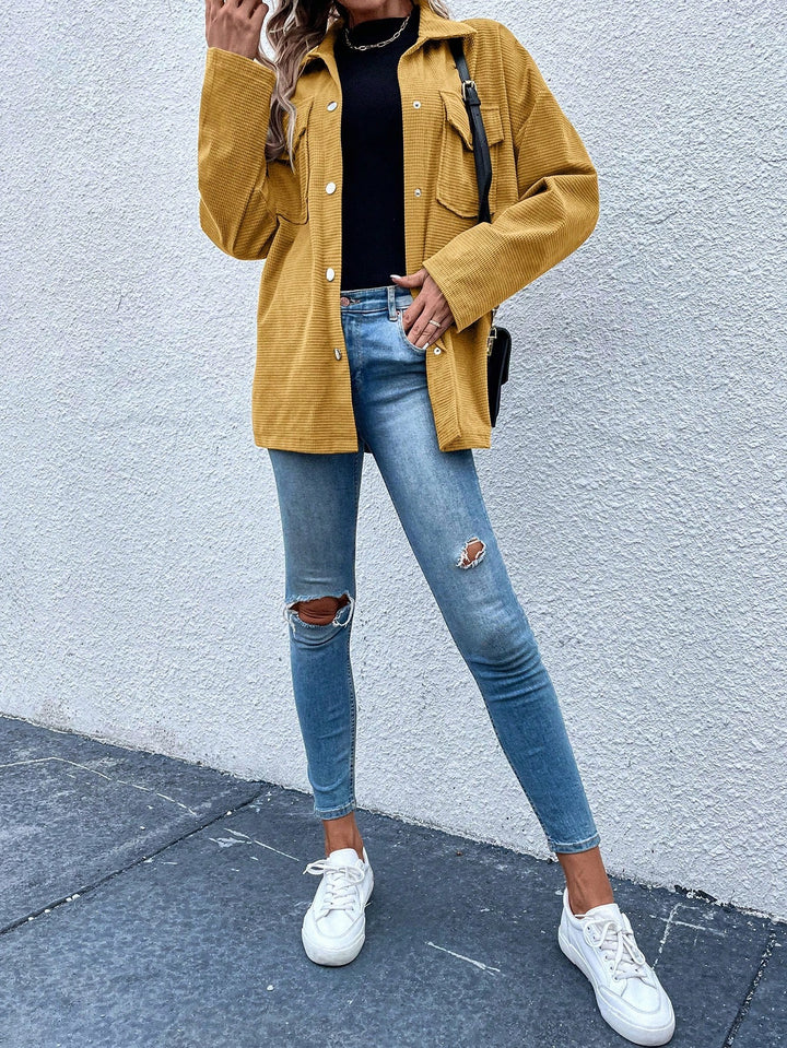 Yellow Corduroy Long Shirt