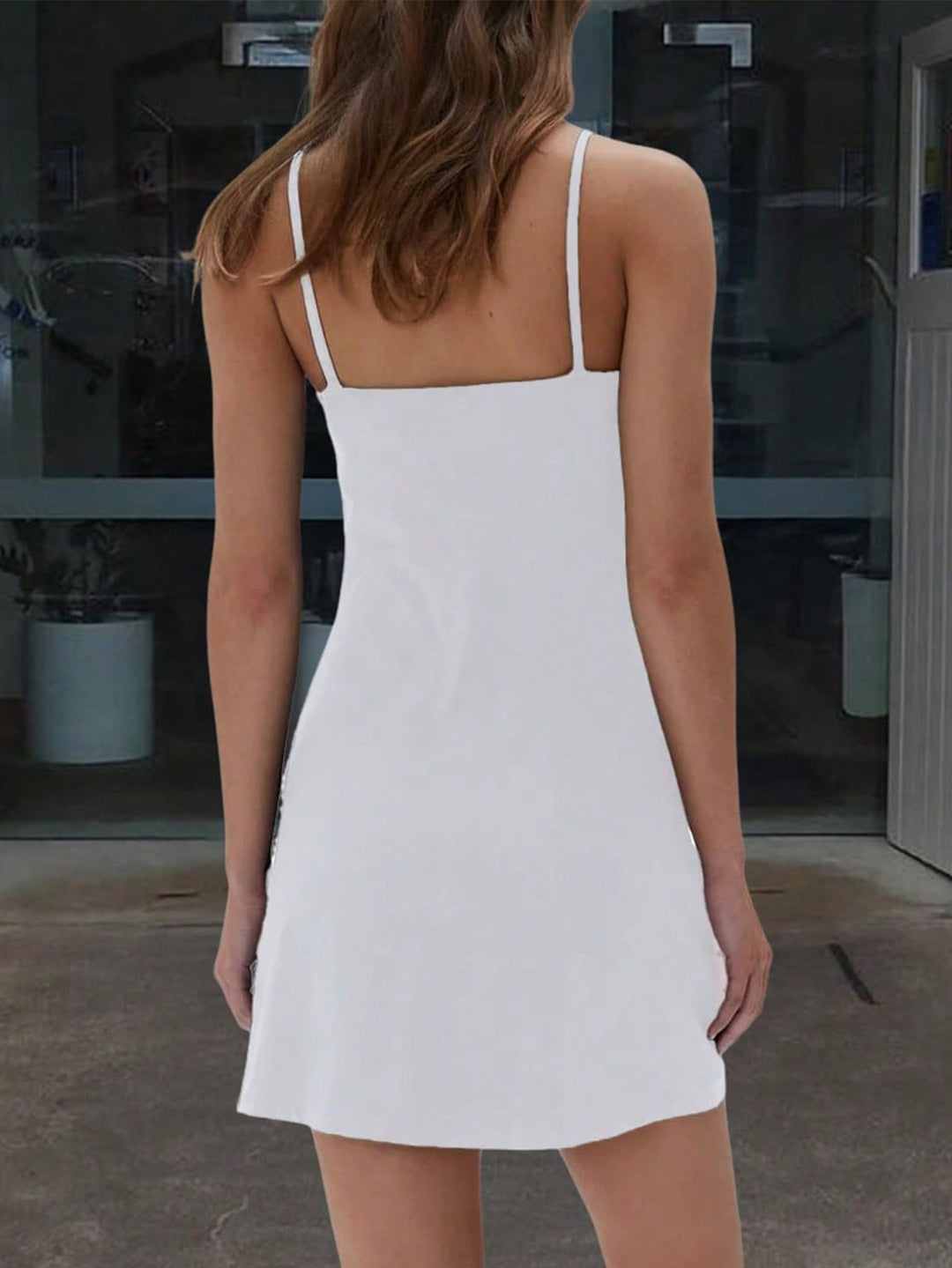 White Strappy Scoop Neck Slip Dress