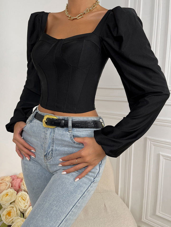 Black Corset Full Sleeve Top
