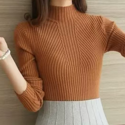 Brown Scallop Neck Top