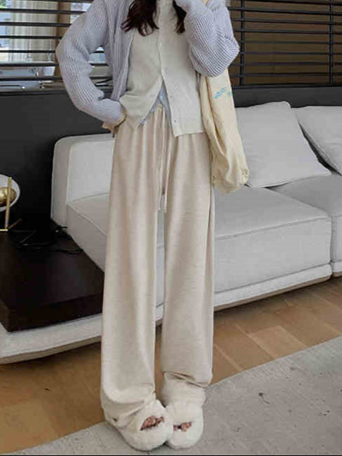 Beige Solid Relaxed Sweatpants