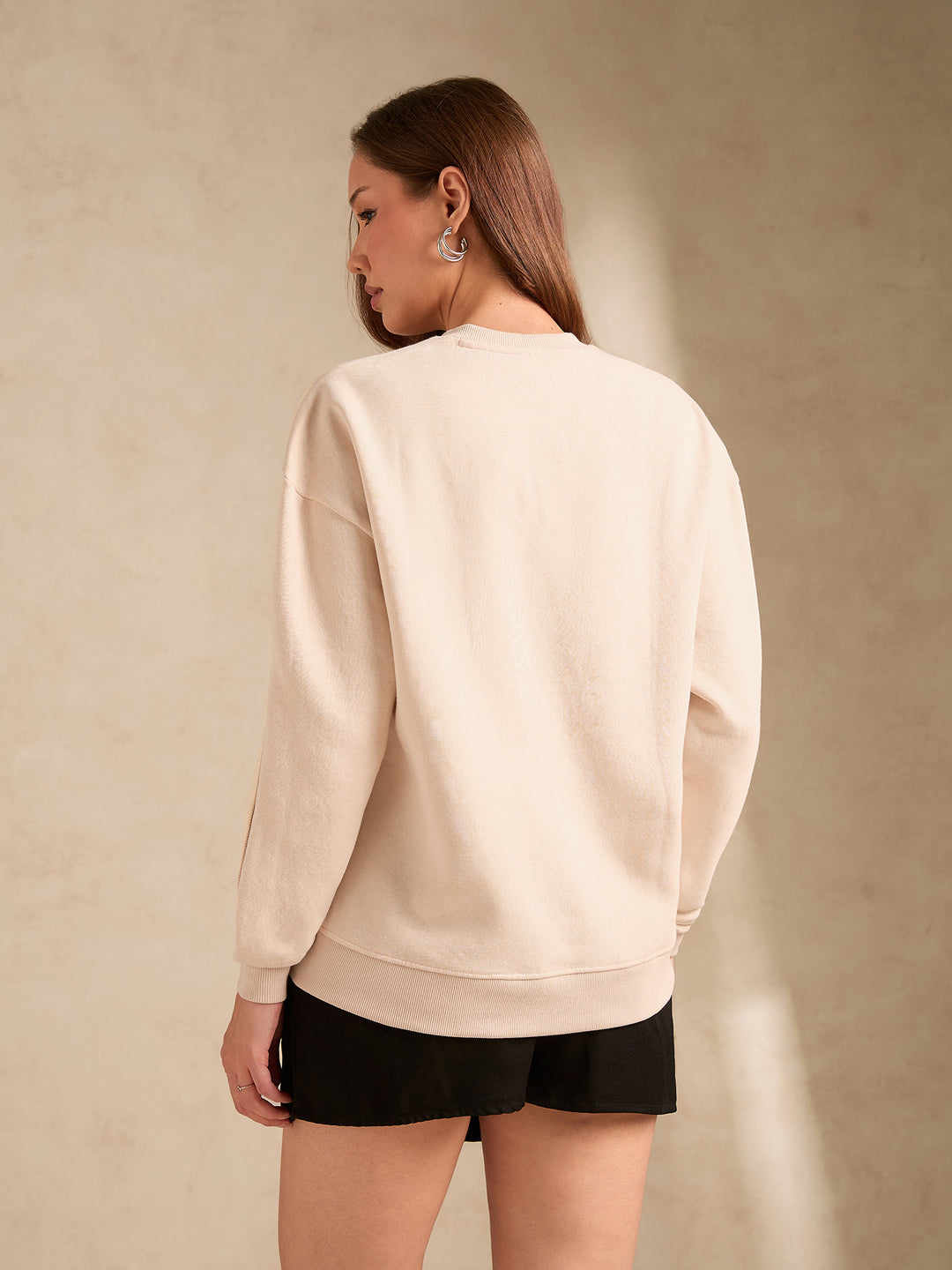 Cream Retro Racing Graphic Russian Fleece Pullover