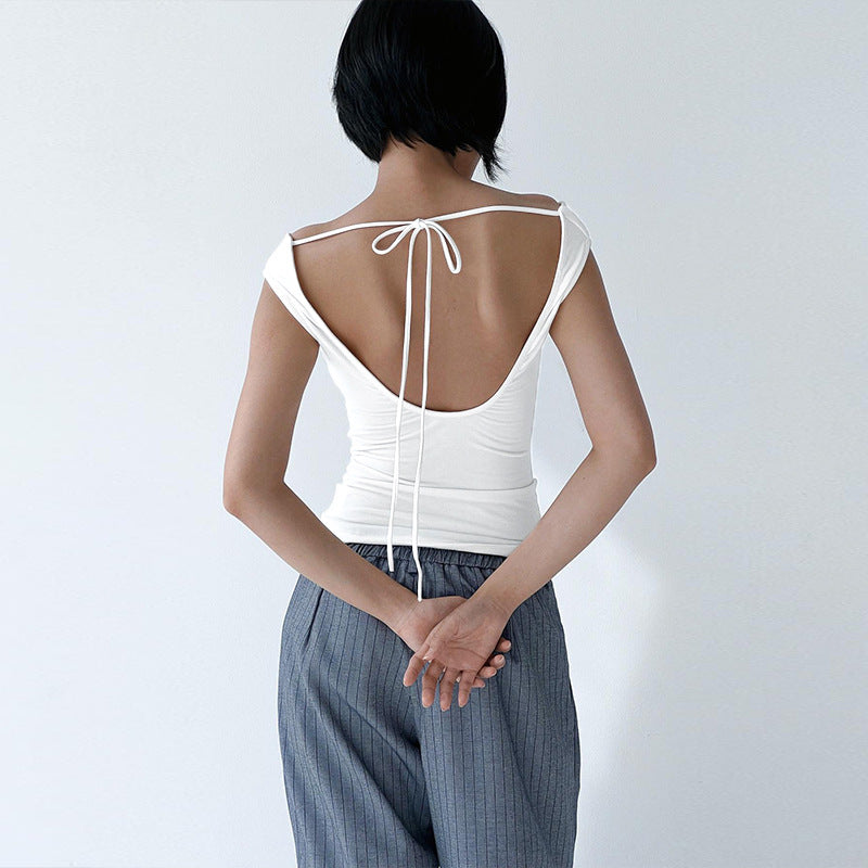 White Off-Shoulder Ruched Bodycon Top