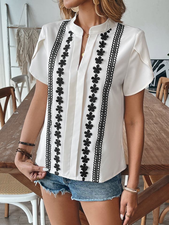 White Dual Toned Greometric Striped Top