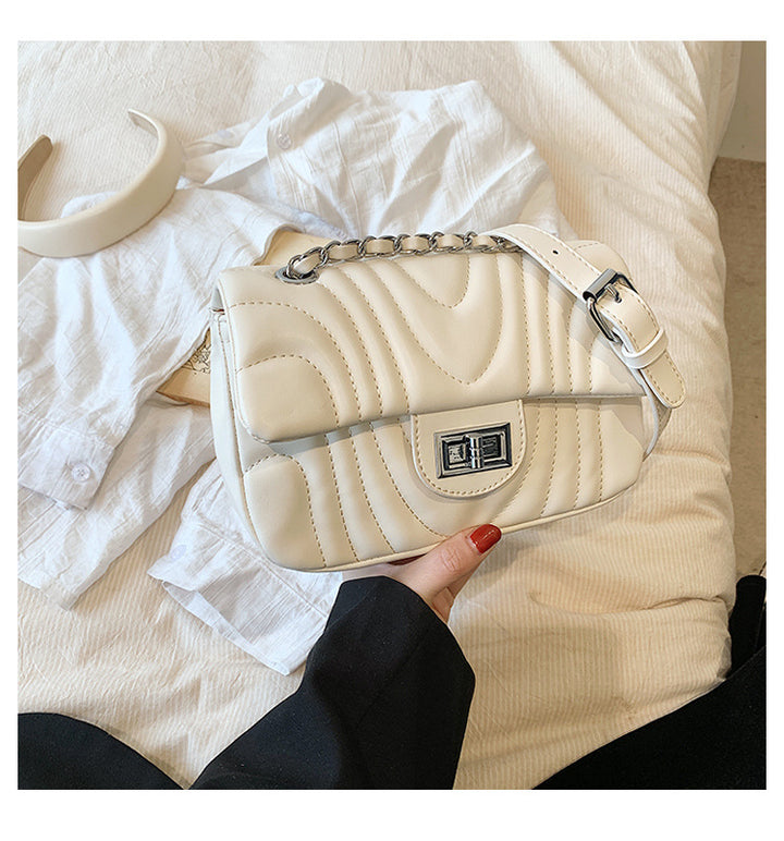 White Curved Quilted Bag