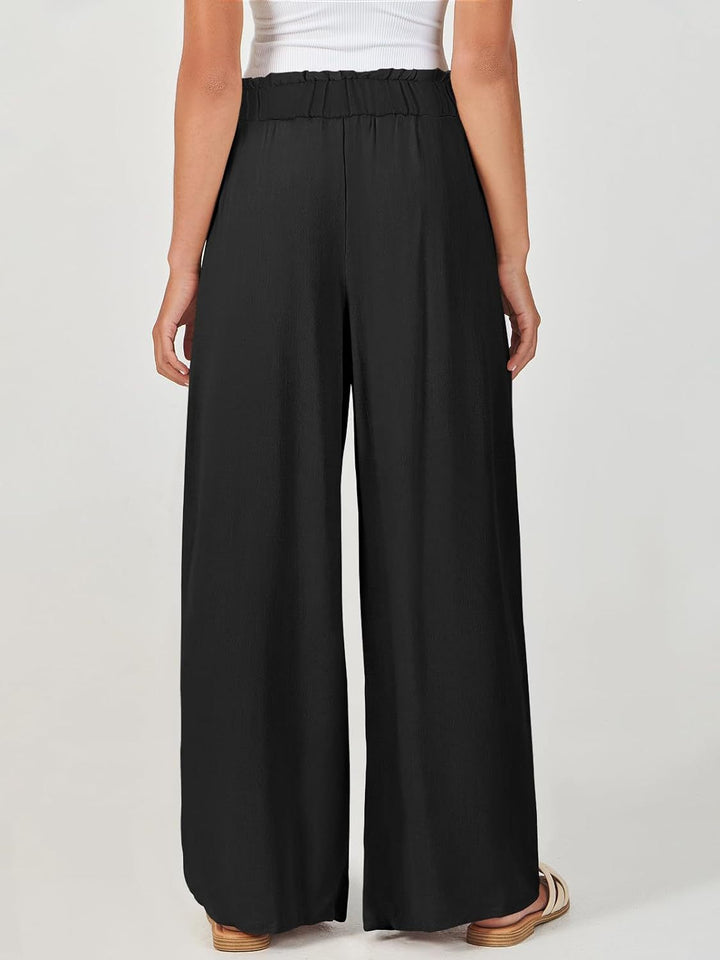 Black Elasticated Flare Trouser