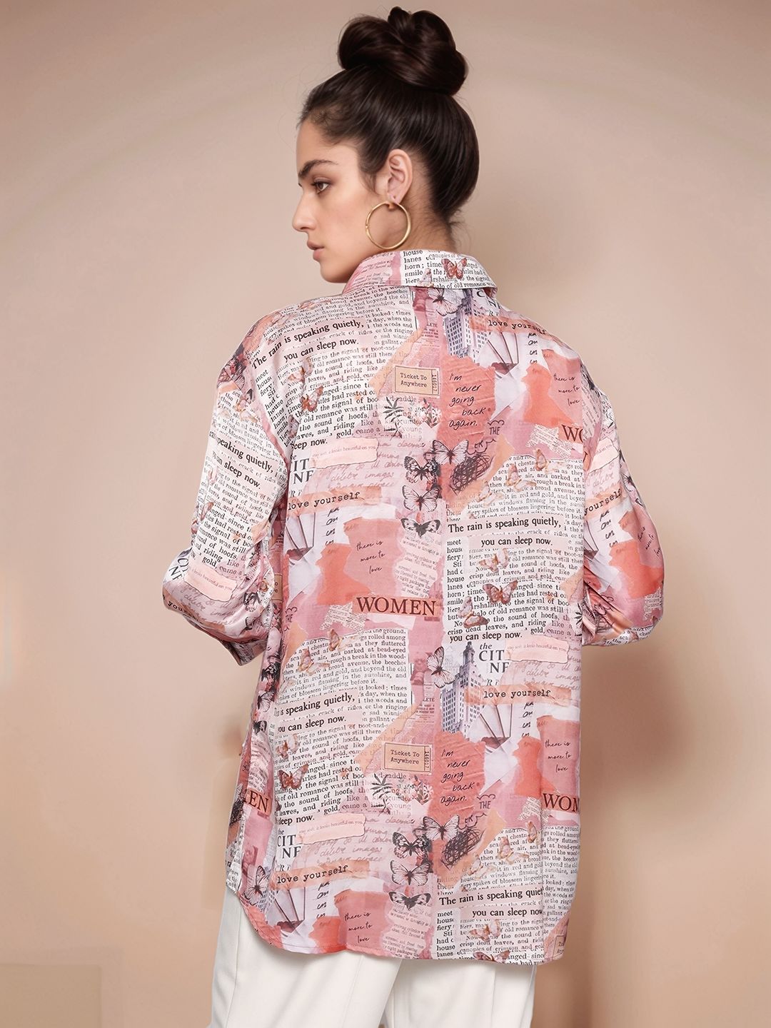 Beige Full Sleeve Abstract Printed Shirt