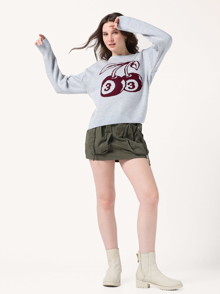 Grey Varsity Graphic Sweater