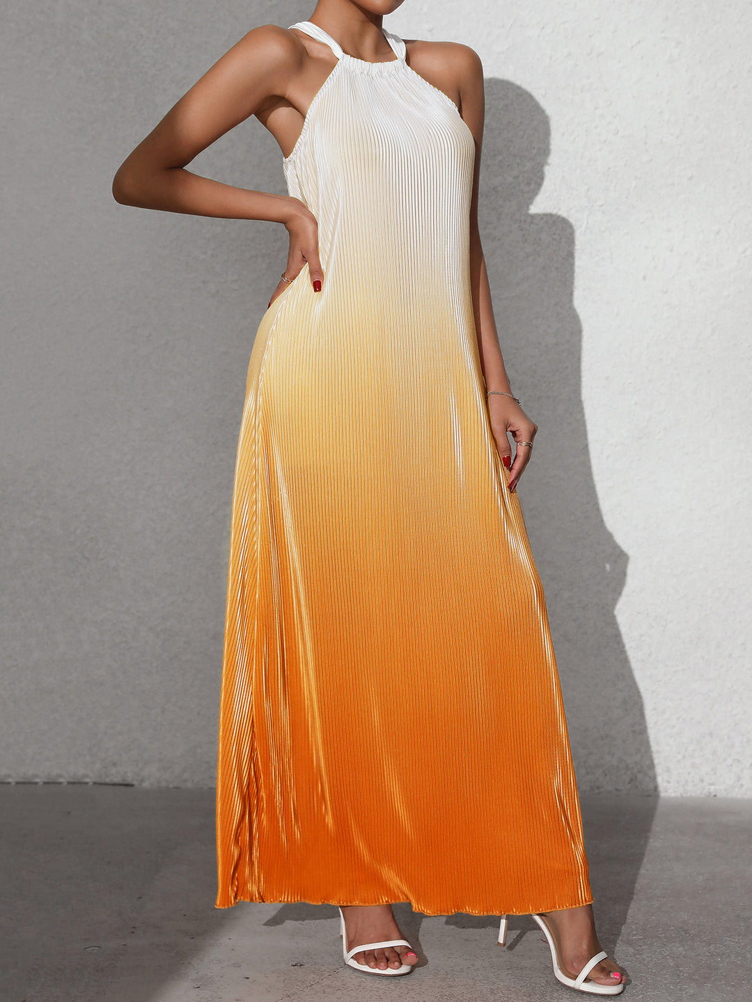 Orange Halter Ombre Dress