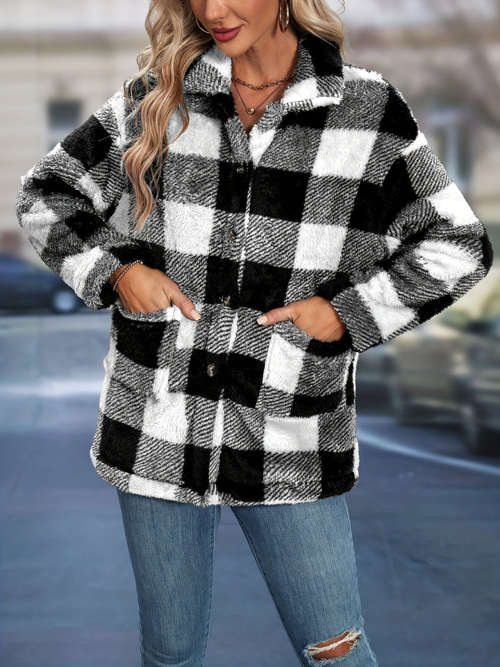 Black Flanel Button Down Jacket