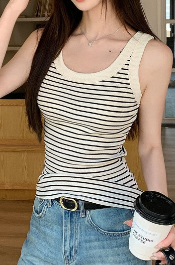 Brown Tank Top With Stripes