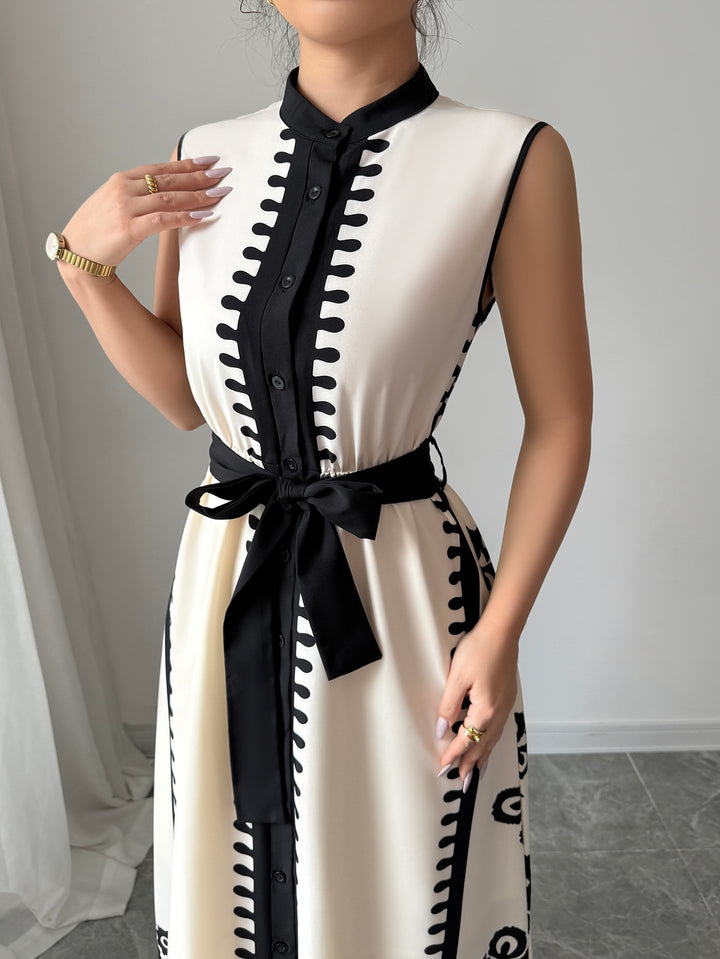 White Monochrome High Neck Maxi