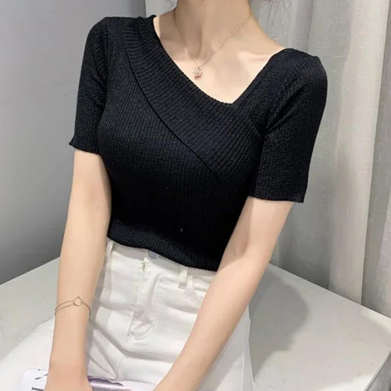Black Assymetric Neck Top