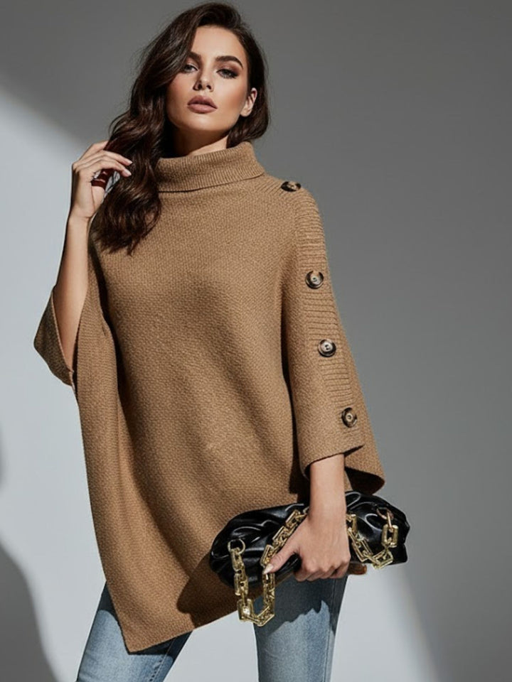 Brown Turtle Neck Cape Style Sweater