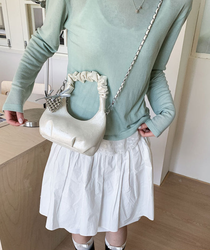 White Crescent Shape Hand Bag