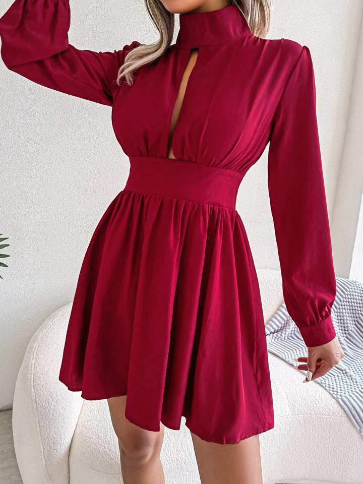 Red Solid Skater Dress