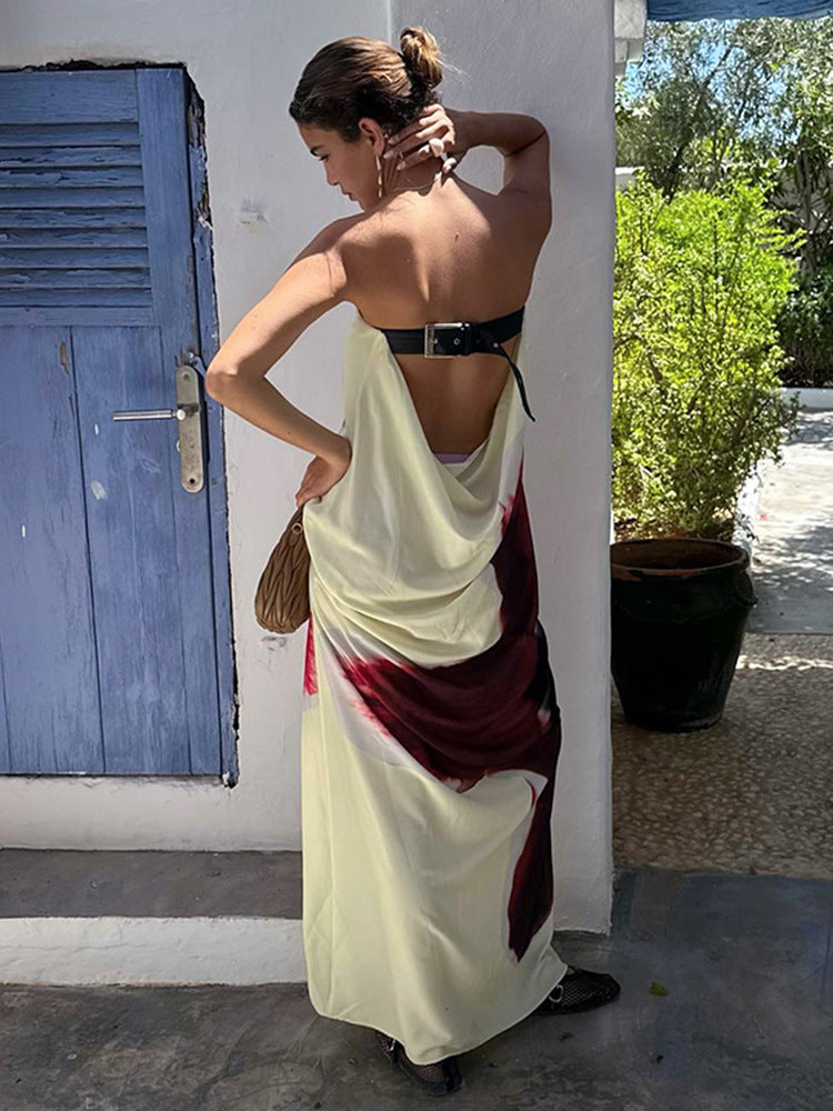 Red Strapless Maxi With Floral Detail