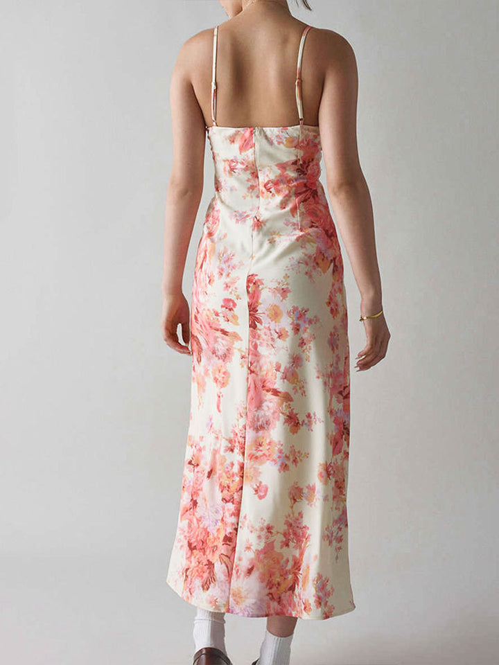 White Strappy Floral Midi Dress