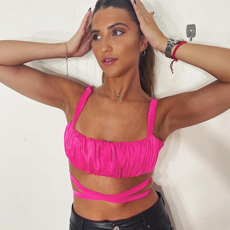 Rose Bustier Top With Tie Up