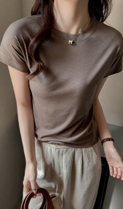 Khaki Crew Neck Relaxed Fit T-Shirt