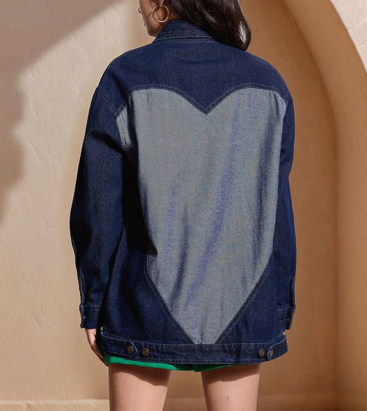 Navy Blue Full Sleeve Back Design Jacket