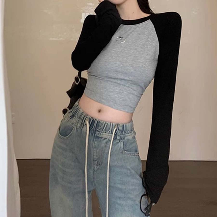 Grey Raglan Sleeved Top