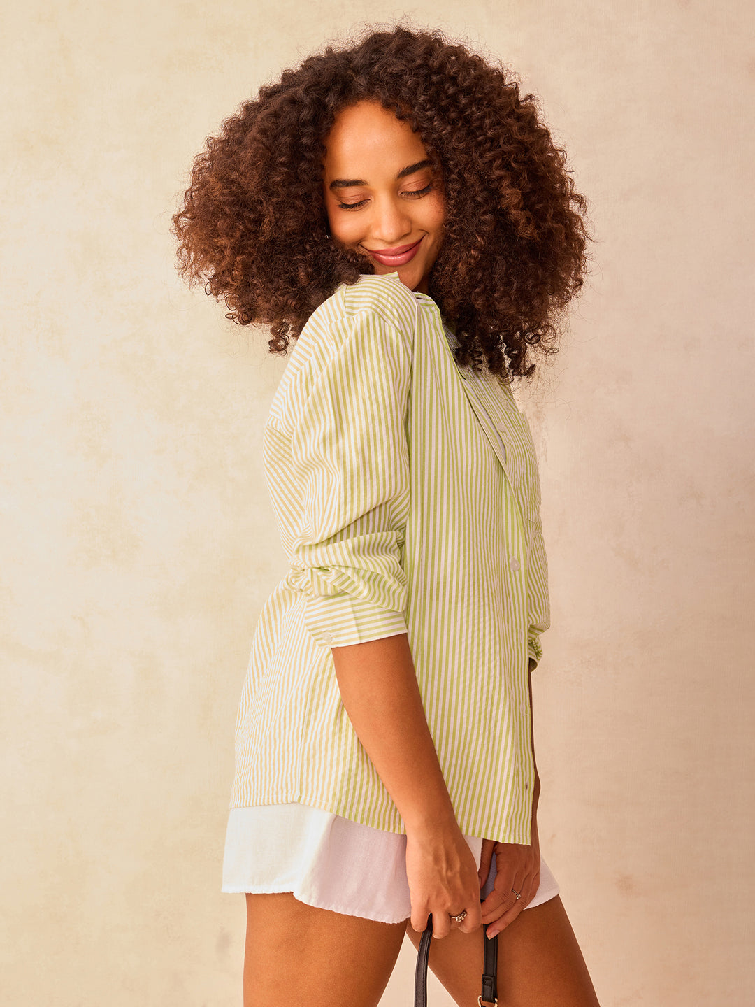 Green Oversized Stripe Shirt