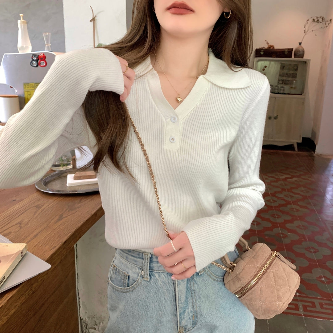 White Collared Knit Top