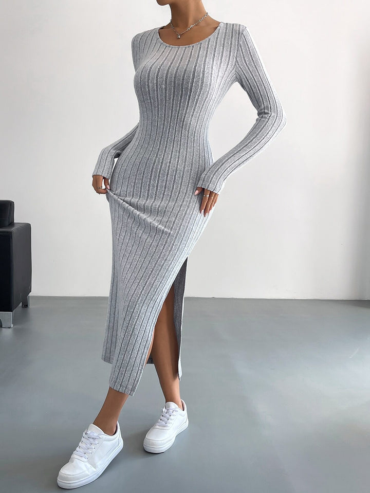 Grey Full Sleeved Bodycon Maxi Dress