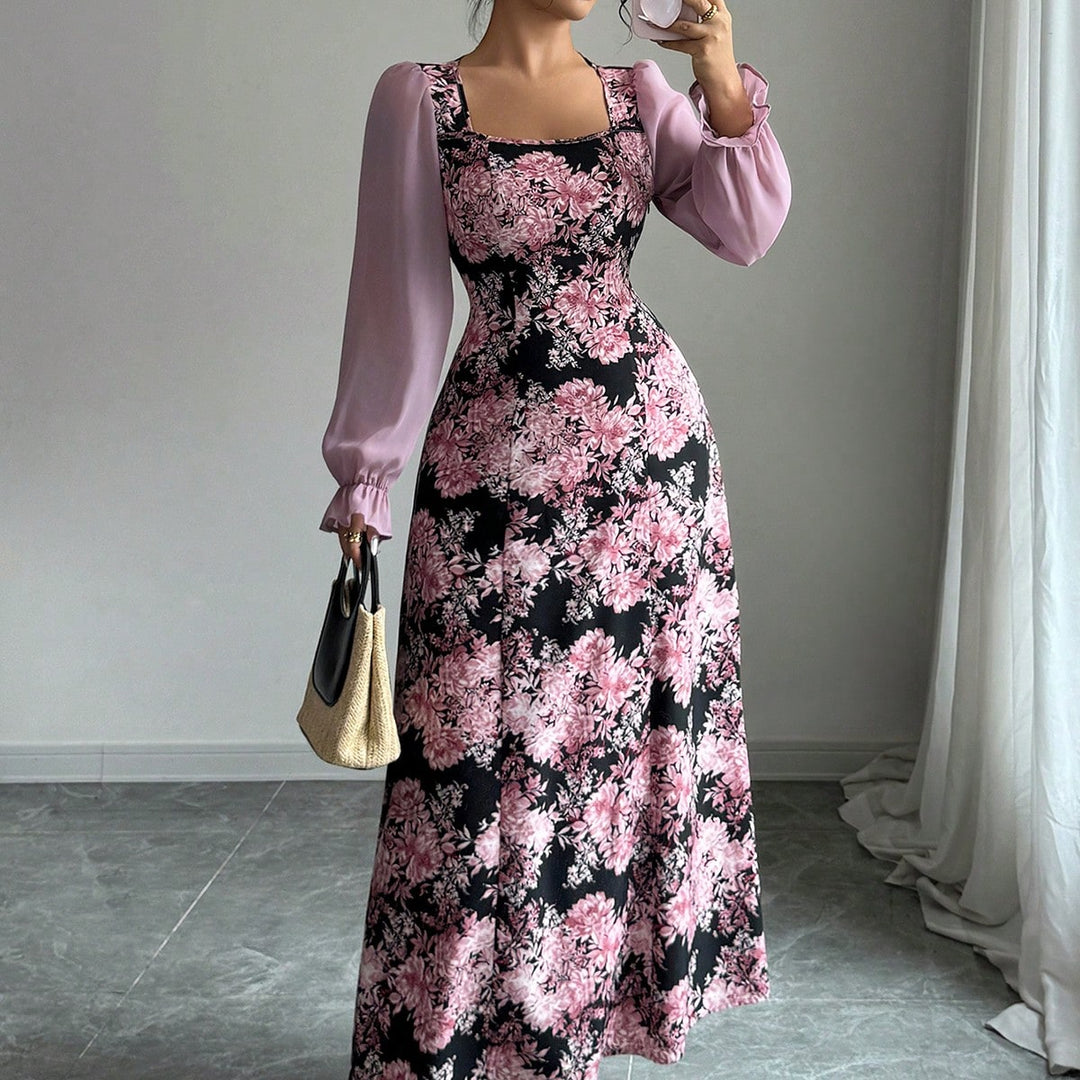Pink Floral Print Maxi Dress