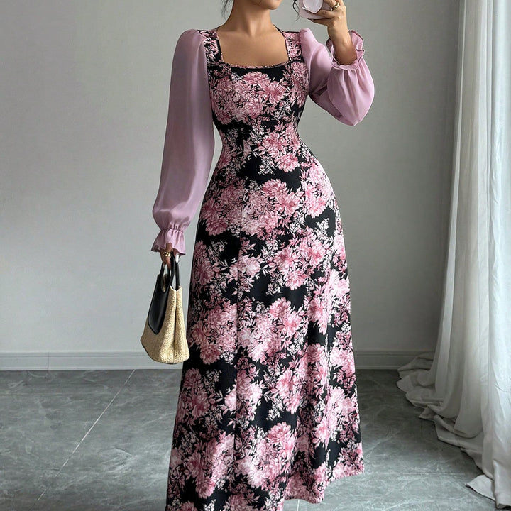 Pink Floral Print Maxi Dress
