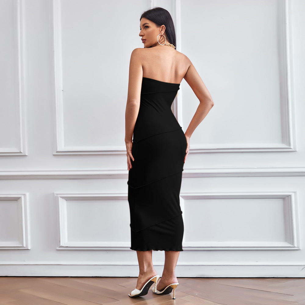 Black Strapless Fitted Dress