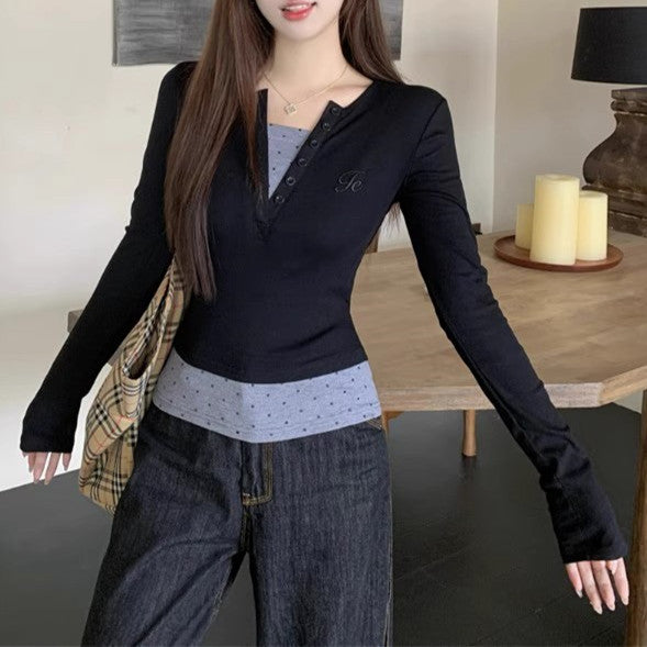 Black Buttoned Down Ribbed Top