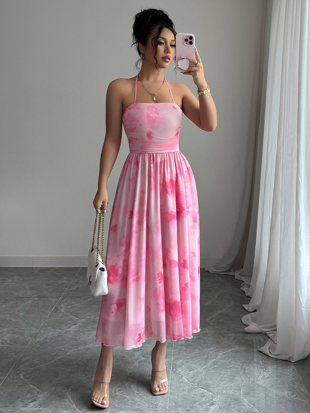 Pink Shoulder Strap Dress