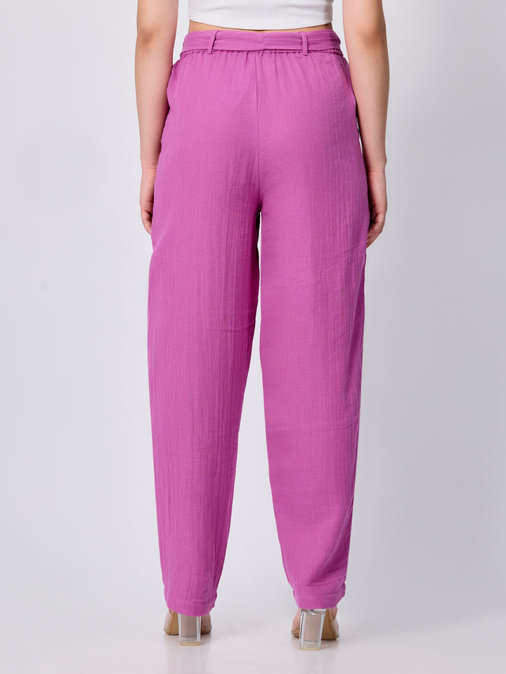 Pink Printed Straight Fit Trouser