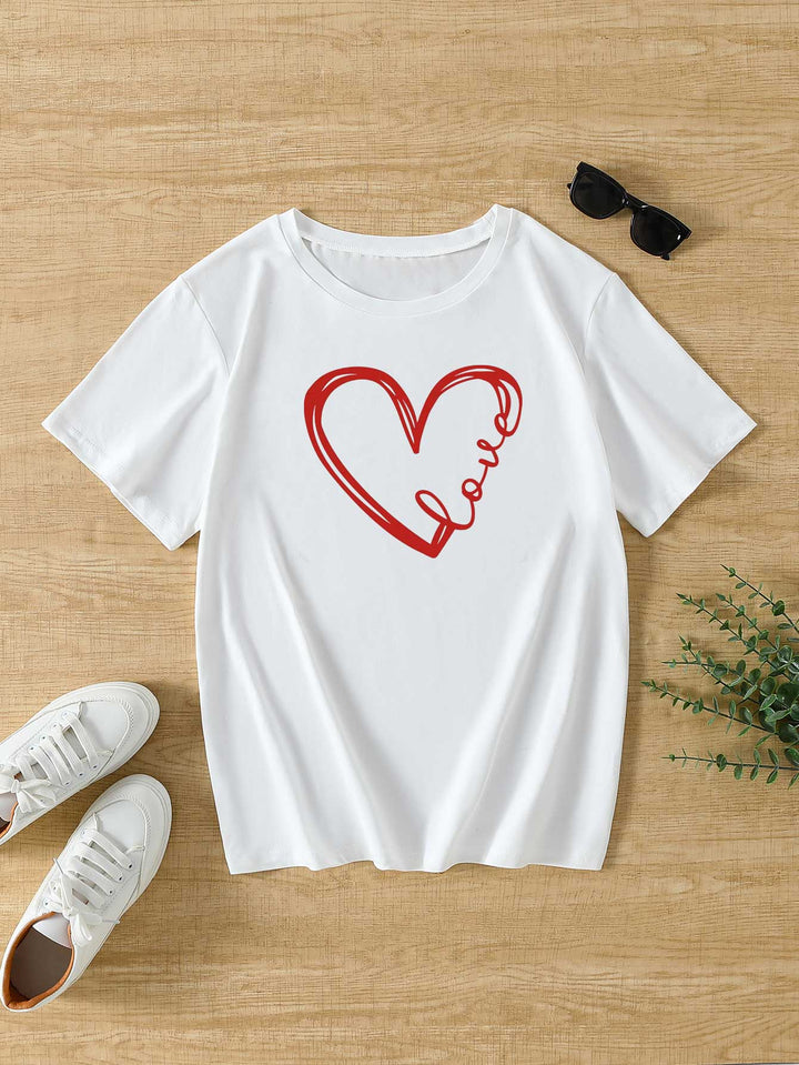 White Heart Print Tshirt