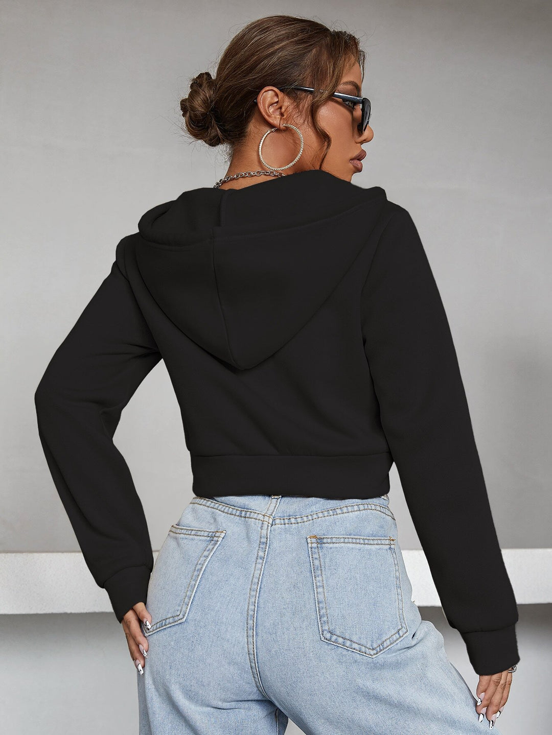 Black Basic Zip Up Jacket