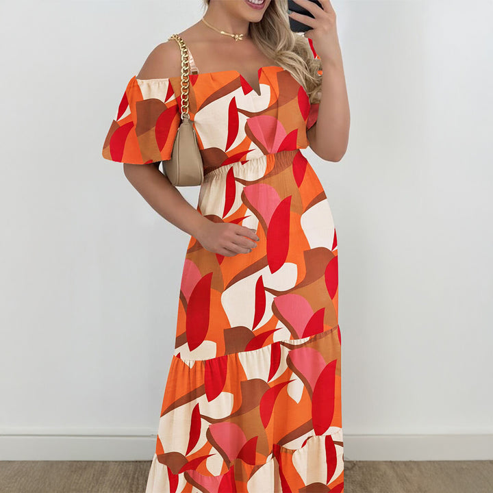 Orange Off Shoulder Maxi Dress