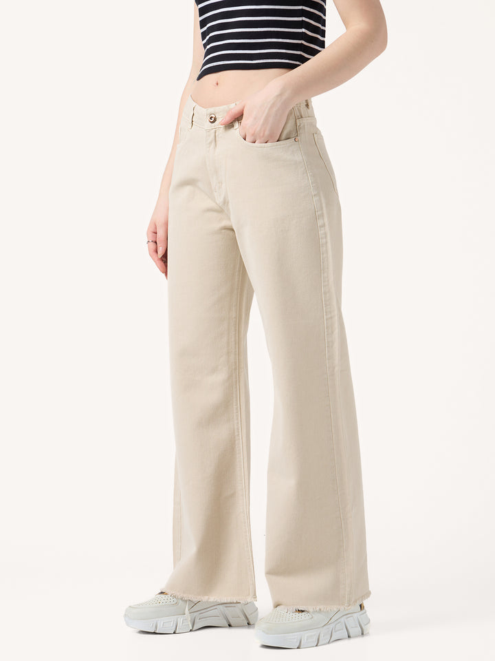Beige Straight Fit Jeans