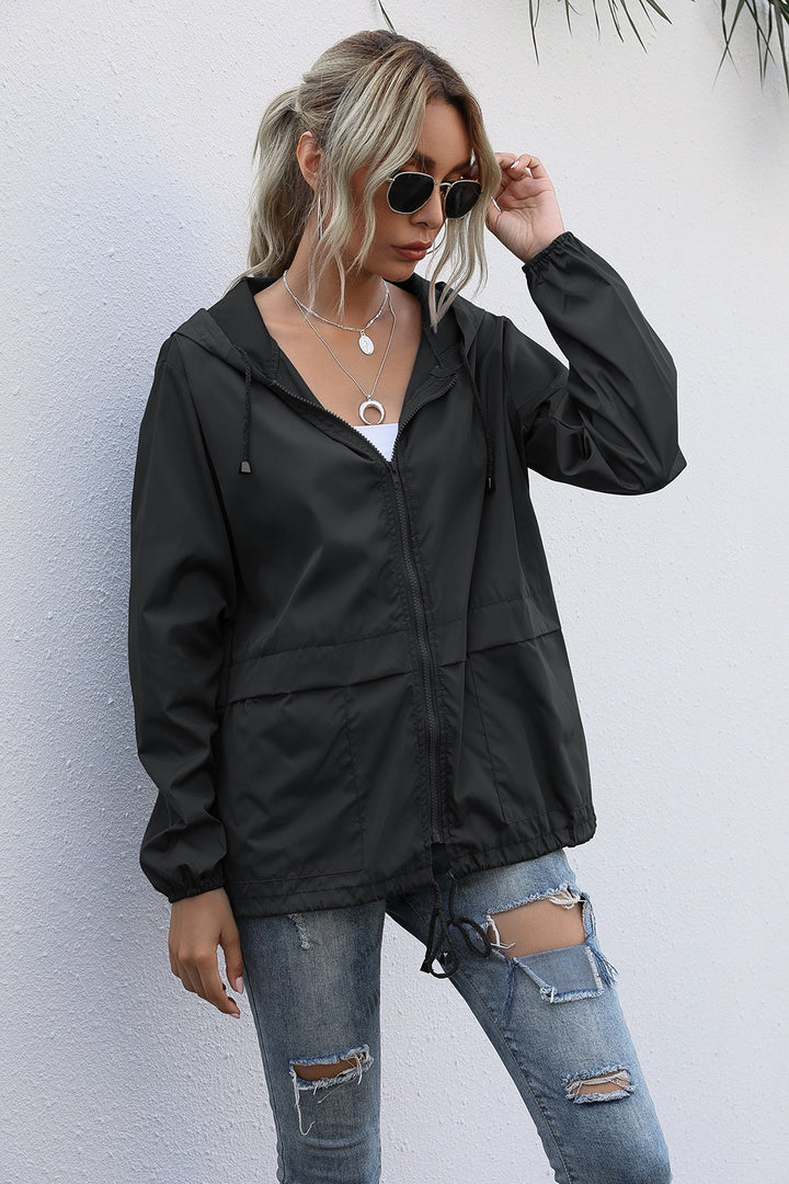 Black Zipper Hoodie Light Weight Jacket