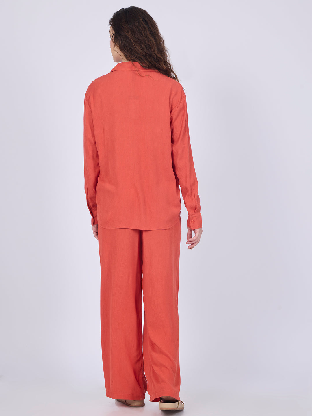 Orange Easy Shirt And Pull On Pants Co-Ord Set